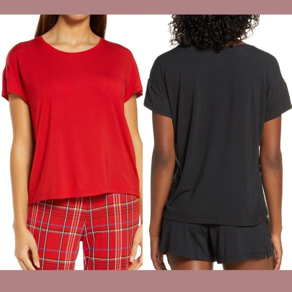 NEW Tommy John [‎ Womens XS ] Pajama Tee Top in Haute Red - Picture 1 of 16